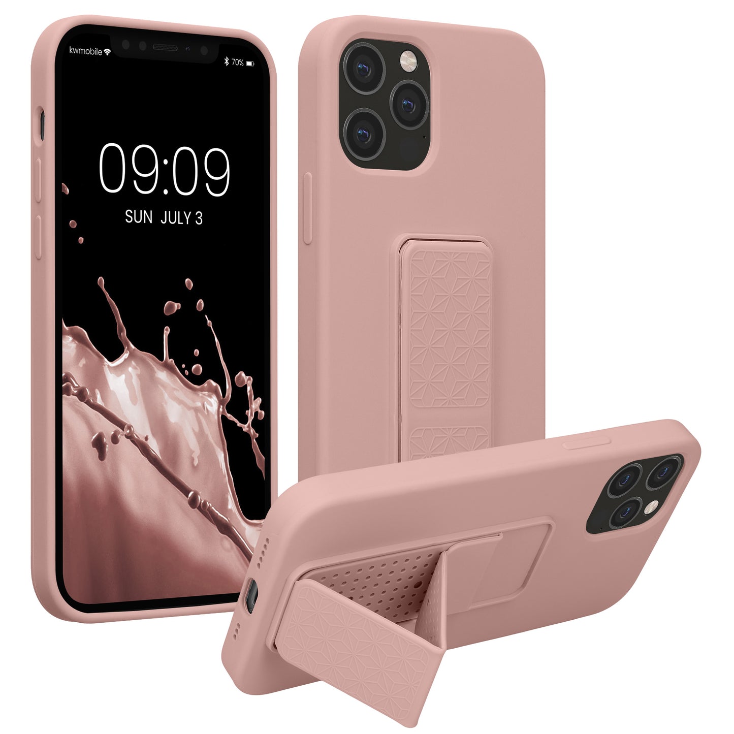 kwmobile Cell Phone Case for Apple iPhone 12 / iPhone 12 Pro with Finger Holder and Stand Protective Cover