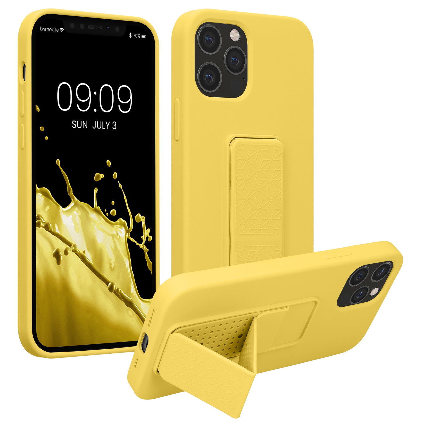 kwmobile Cell Phone Case for Apple iPhone 12 / iPhone 12 Pro with Finger Holder and Stand Protective Cover