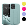 kwmobile Handyhülle kompatibel mit Apple iPhone 12 Pro Max - Hülle mit Fingerhalter und Standfunktion - Silikon Case Handy Cover in Neon Pink Neon Pink  