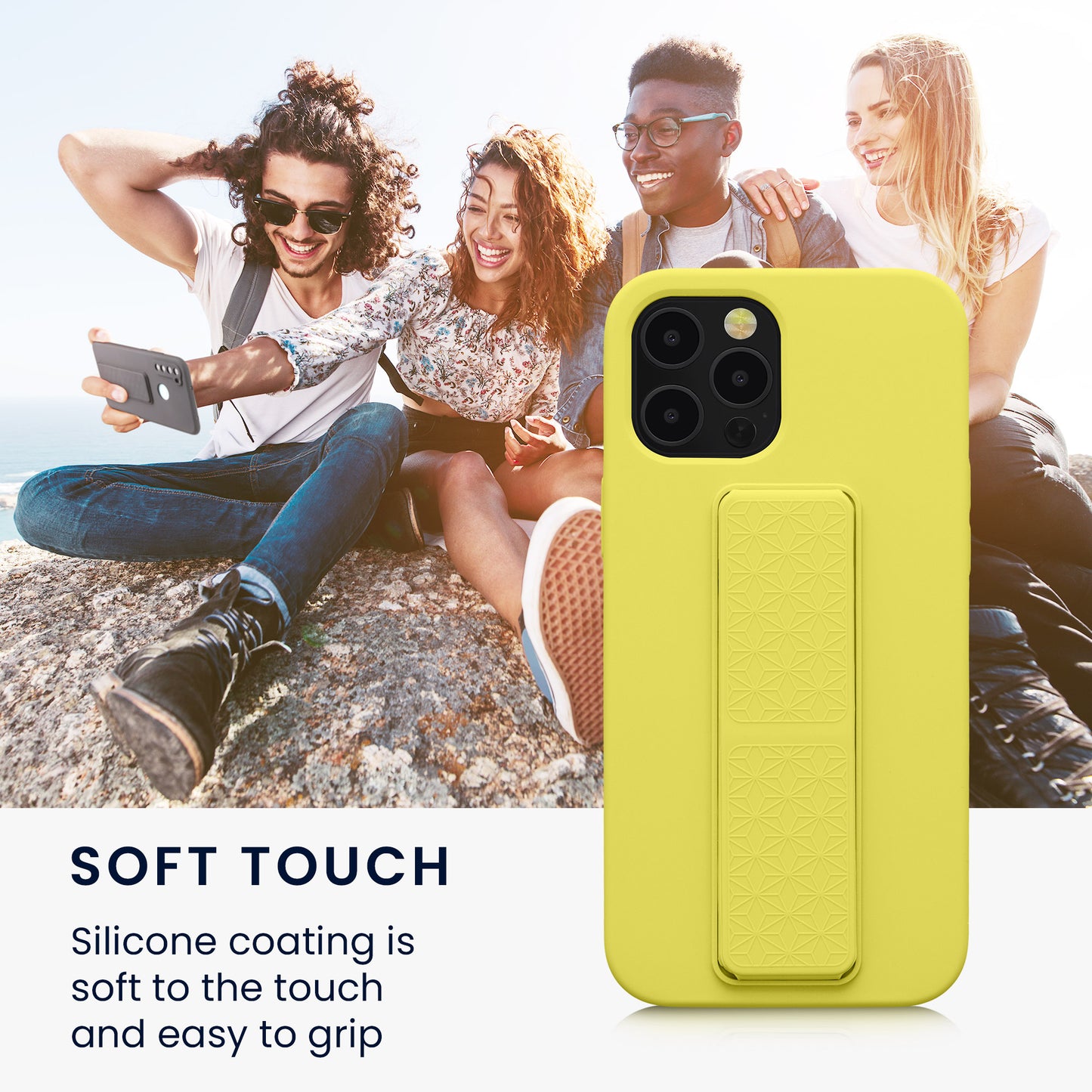 kwmobile Phone Case for Apple iPhone 12 Pro Max with Finger Holder and Stand