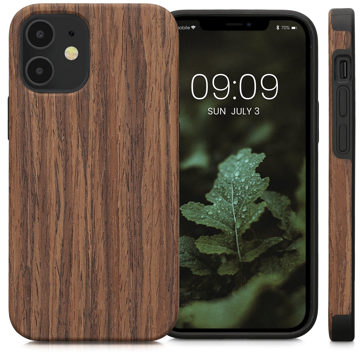 kwmobile Case Compatible with Apple iPhone 12 mini Back Cover Wood Grain