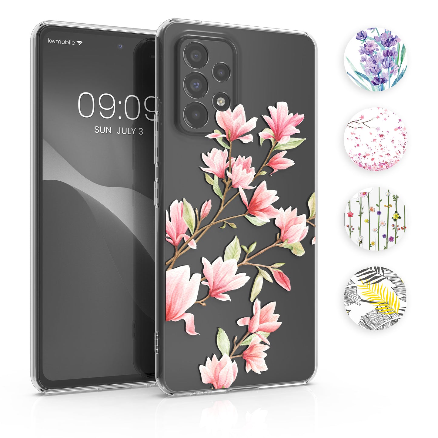 kwmobile Case kompatibel mit Samsung Galaxy A53 5G - Hülle Silikon transparent Wildblumen Ranke Mehrfarbig Transparent Mehrfarbig  [dsg03]
