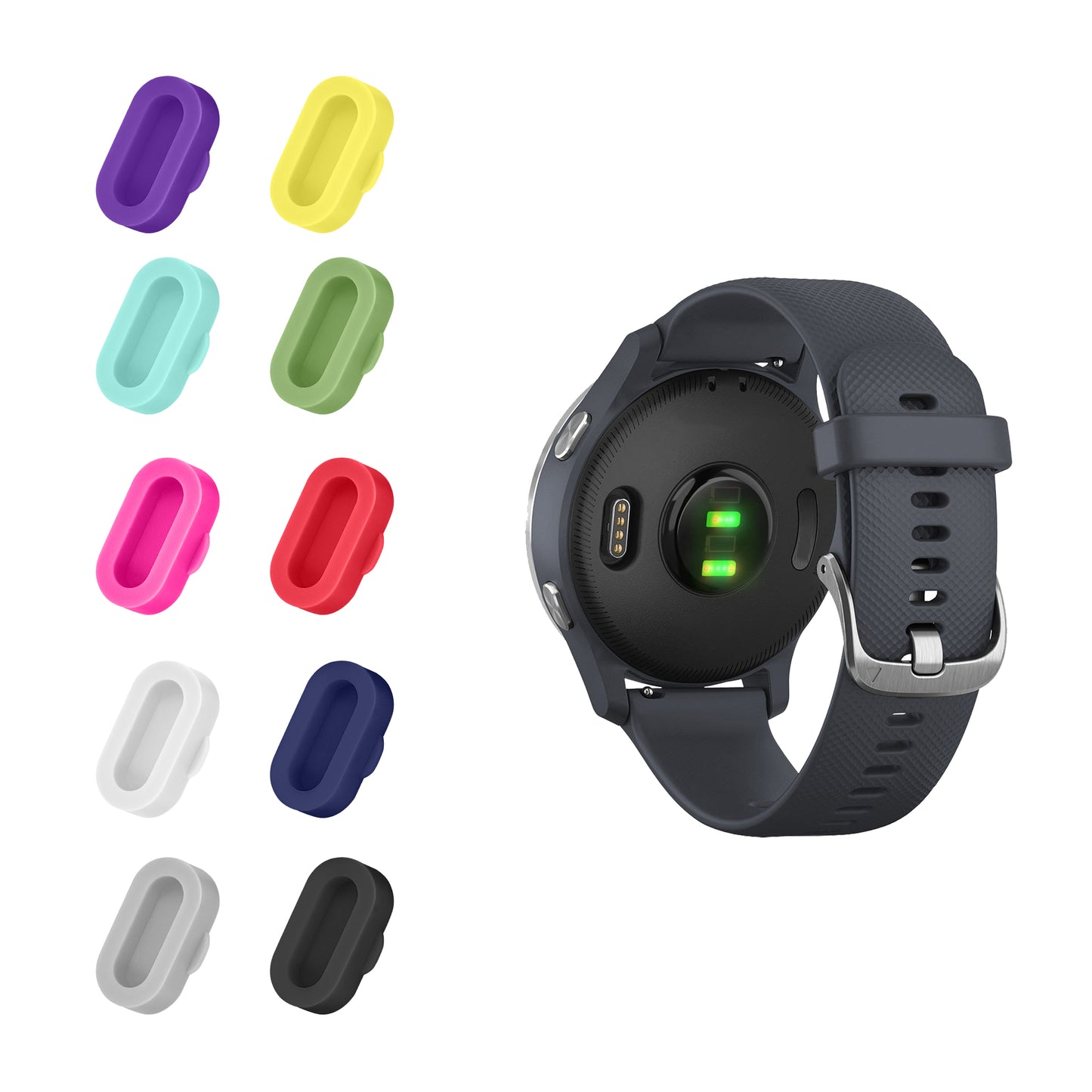 kwmobile 10x Dust Protection compatible with Garmin Venu / Forerunner / Vivomove / Fenix - Dust Plugs Charging Port - Cover