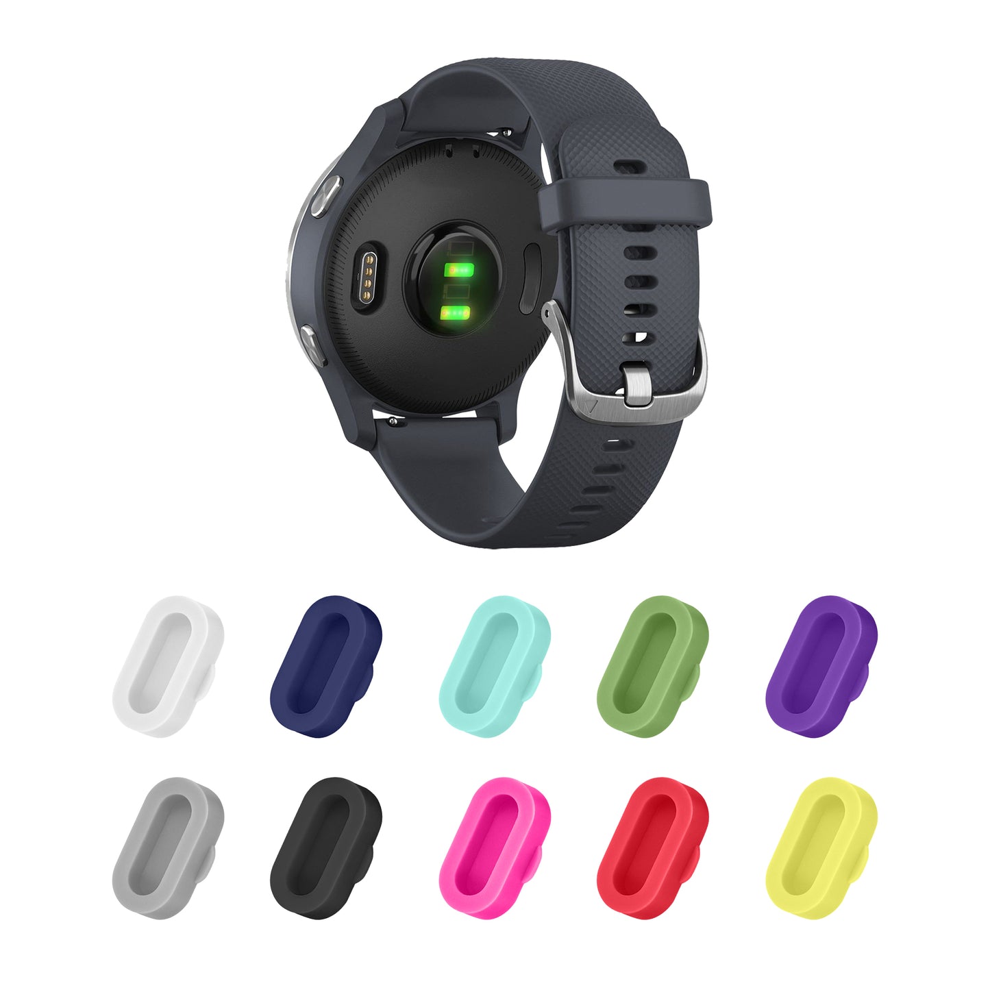 kwmobile 10x Dust Protection compatible with Garmin Venu / Forerunner / Vivomove / Fenix - Dust Plugs Charging Port - Cover
