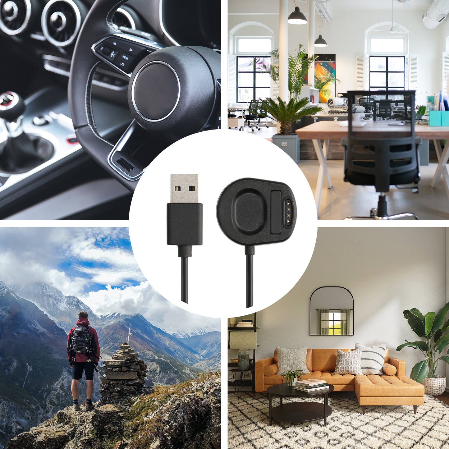 kwmobile USB Cable Charger compatible with Suunto 7 Charging Cable Smartwatch Replacement Cable Fitness Tracker Charger