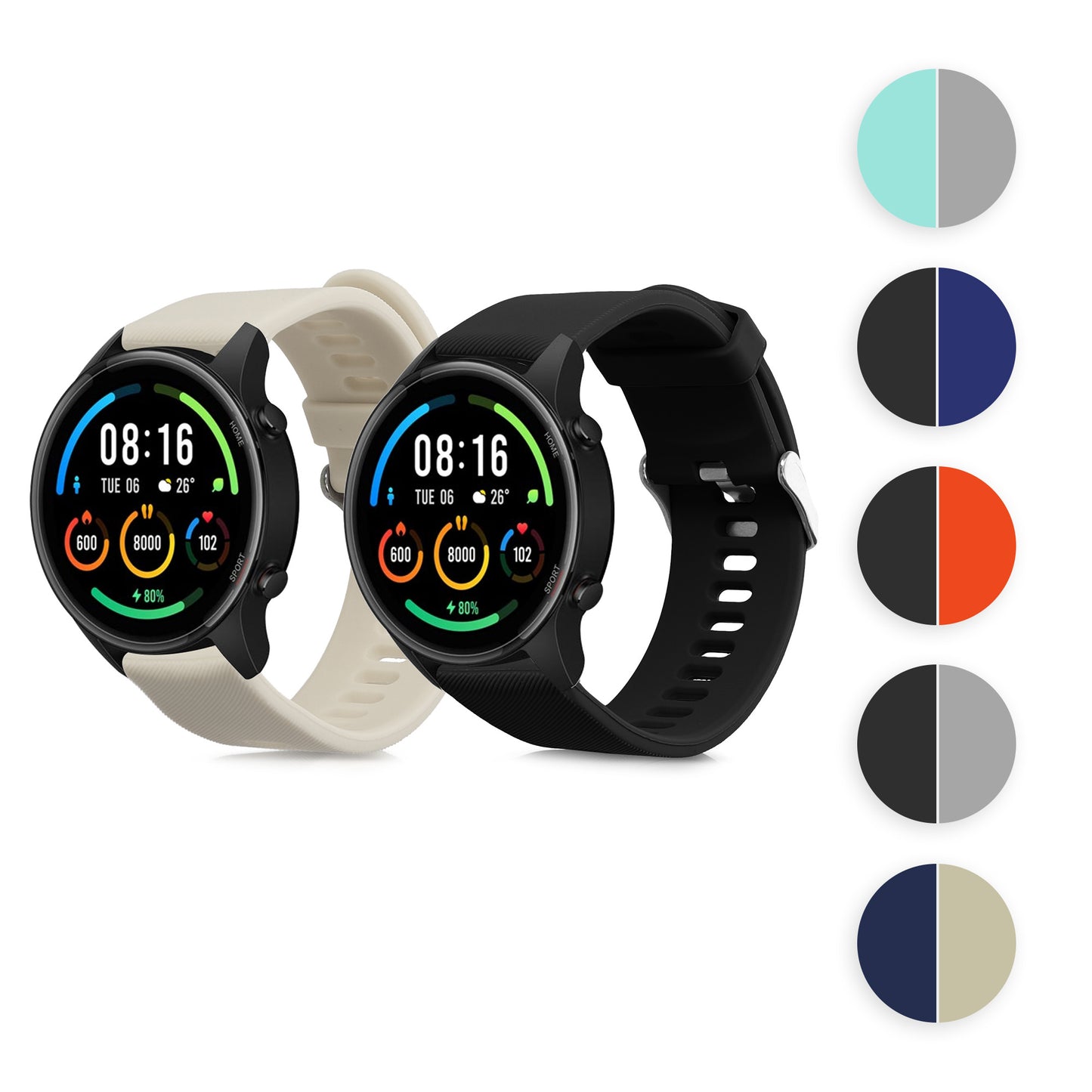 kwmobile 2x Uhrenarmband für Xiaomi Mi Watch / Mi Watch Color Sport Armband - Fitnesstracker Band Set aus TPU Silikon - Ersatzarmband Smartwatch - Dunkelblau Grau Dunkelblau  [dsg09]