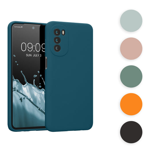kwmobile Hülle kompatibel mit Motorola Moto G52 / Moto G82 5G Hülle - Silikon Handy Case - Handyhülle weiche Oberfläche - kabelloses Laden - Petrol Petrol  