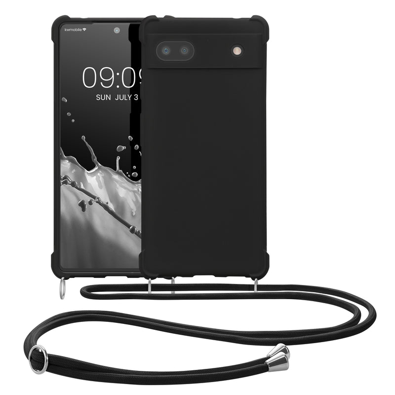 kwmobile Necklace Case compatible with Google Pixel 6a - Cover with Lanyard - Silicone Protective Case