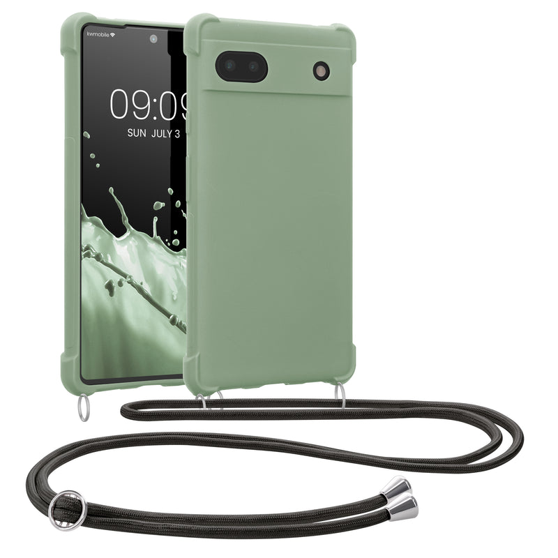 kwmobile Necklace Case compatible with Google Pixel 6a - Cover with Lanyard - Silicone Protective Case