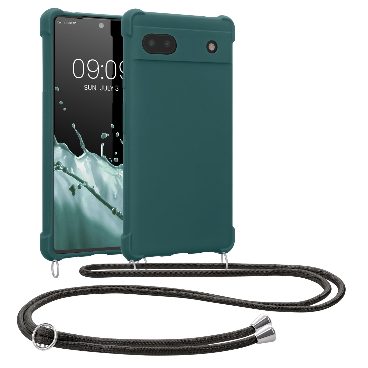 kwmobile Necklace Case compatible with Google Pixel 6a - Cover with Lanyard - Silicone Protective Case