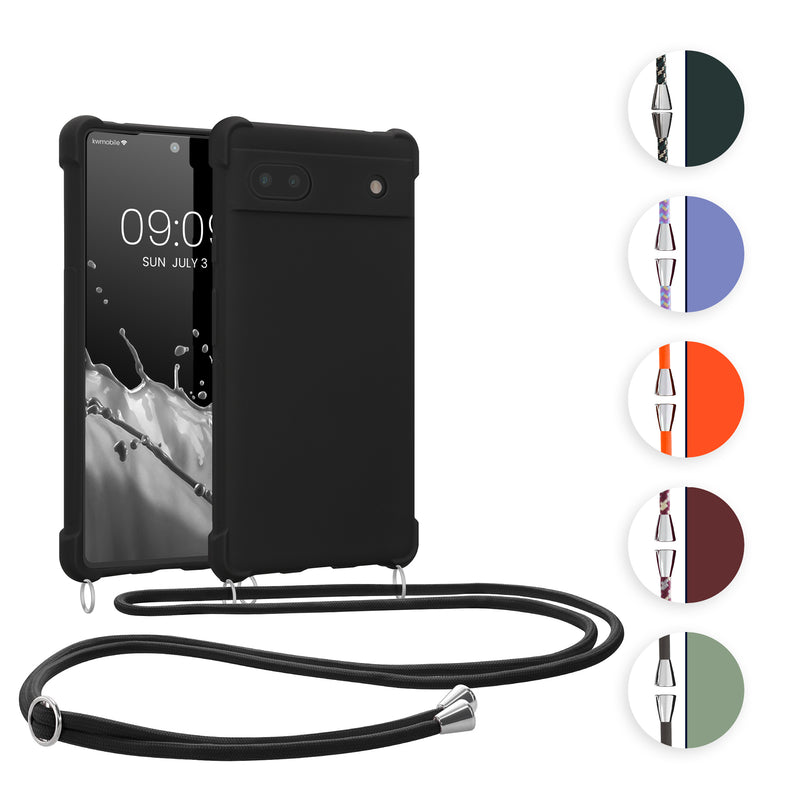 kwmobile Necklace Case kompatibel mit Google Pixel 6a Hülle - Cover mit Kordel zum Umhängen - Silikon Schutzhülle Petrol Petrol  