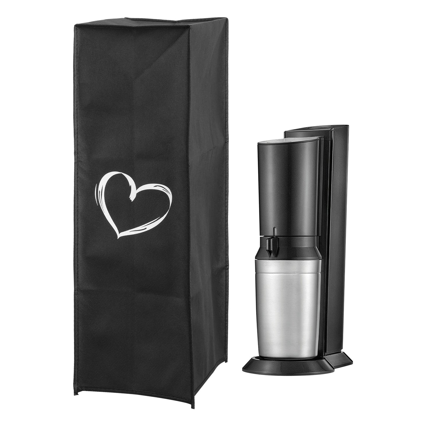 kwmobile Hülle kompatibel mit Soda Stream Crystal 2.0 - Wassersprudler Abdeckhaube - in Weiß Schwarz Herz Brush Weiß  [dsg01]