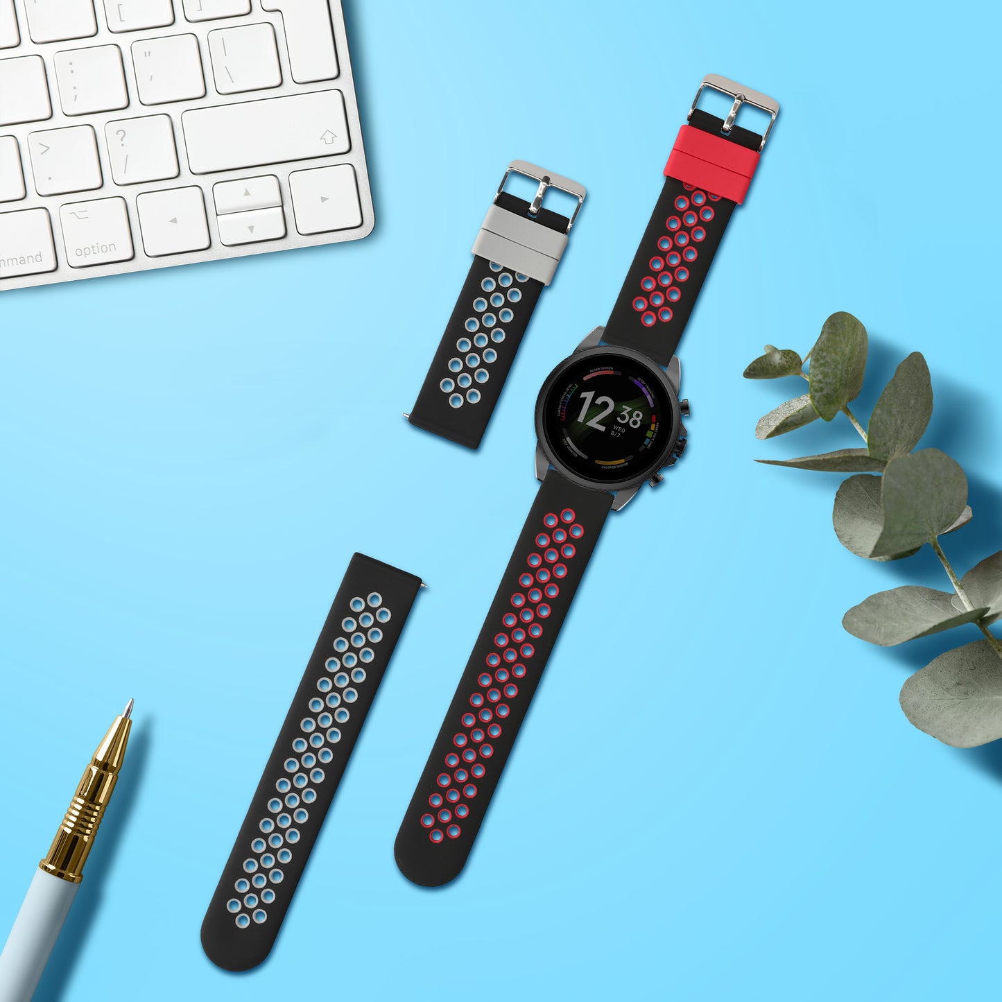 kwmobile Watch Strap for Fossil Gen 6 Men's Smartwatch Wristband Fitness Tracker Band Set Replacement Strap