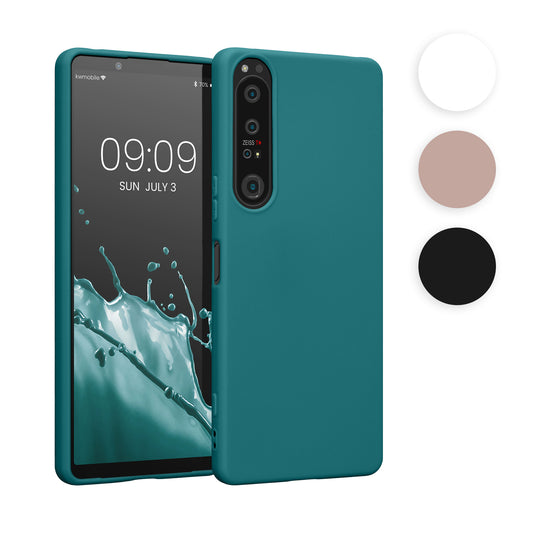 kwmobile Hülle kompatibel mit Sony Xperia 1 IV Hülle - weiches TPU Silikon Case - Cover geeignet für kabelloses Laden - Petrol matt Petrol matt  