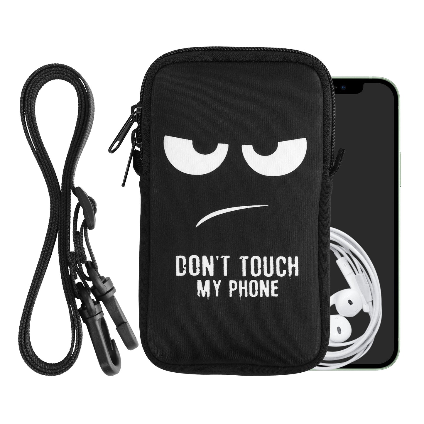 kwmobile Cell Phone Pouch for Smartphones - Cell Phone Bag with Chain 16.5 x 8.9 cm Inner Dimensions - Don't touch my Phone