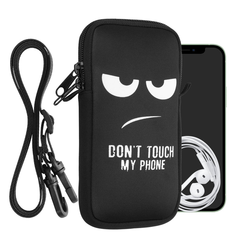 kwmobile Cell Phone Pouch for Smartphones - Cell Phone Bag with Chain 16.5 x 8.9 cm Inner Dimensions - Don't touch my Phone