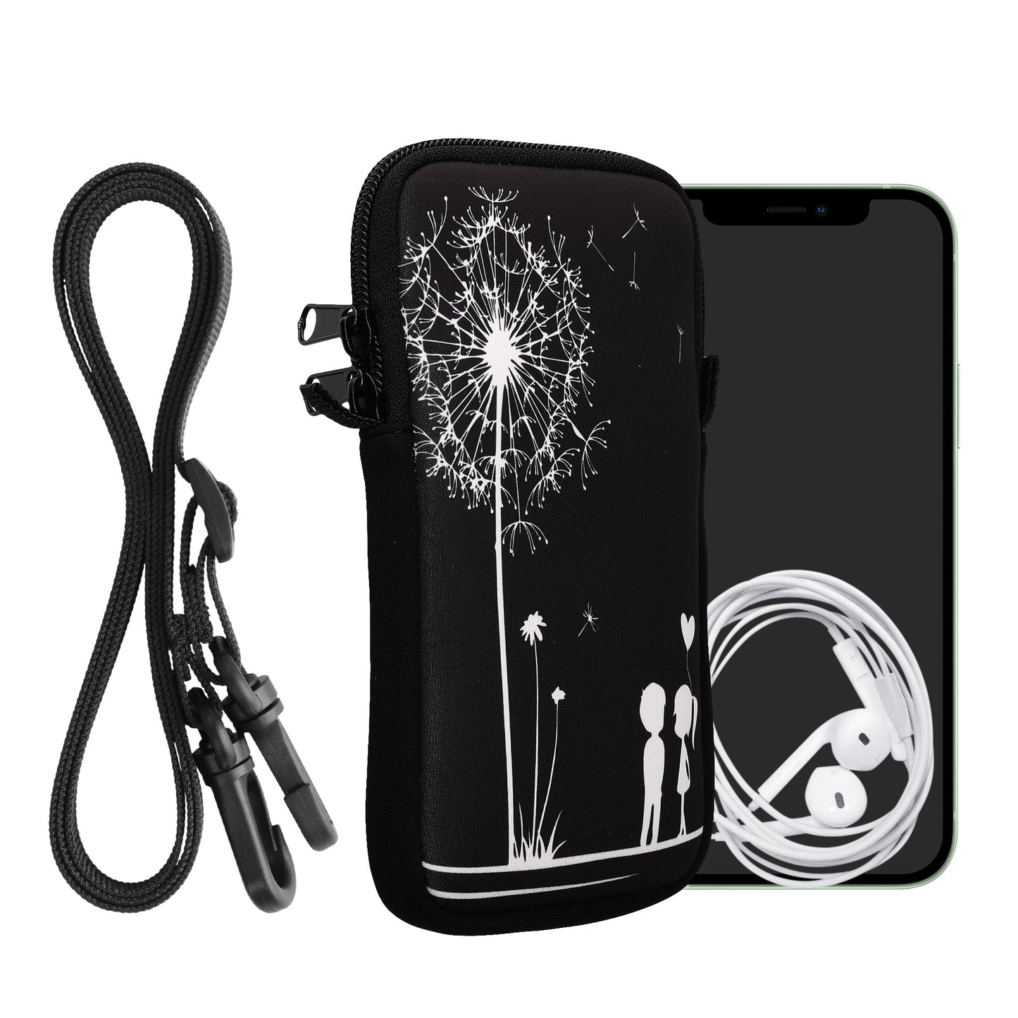 kwmobile Cell Phone Pouch for Smartphones - Cell Phone Bag with Chain 16.5 x 8.9 cm Inner Dimensions - Don't touch my Phone