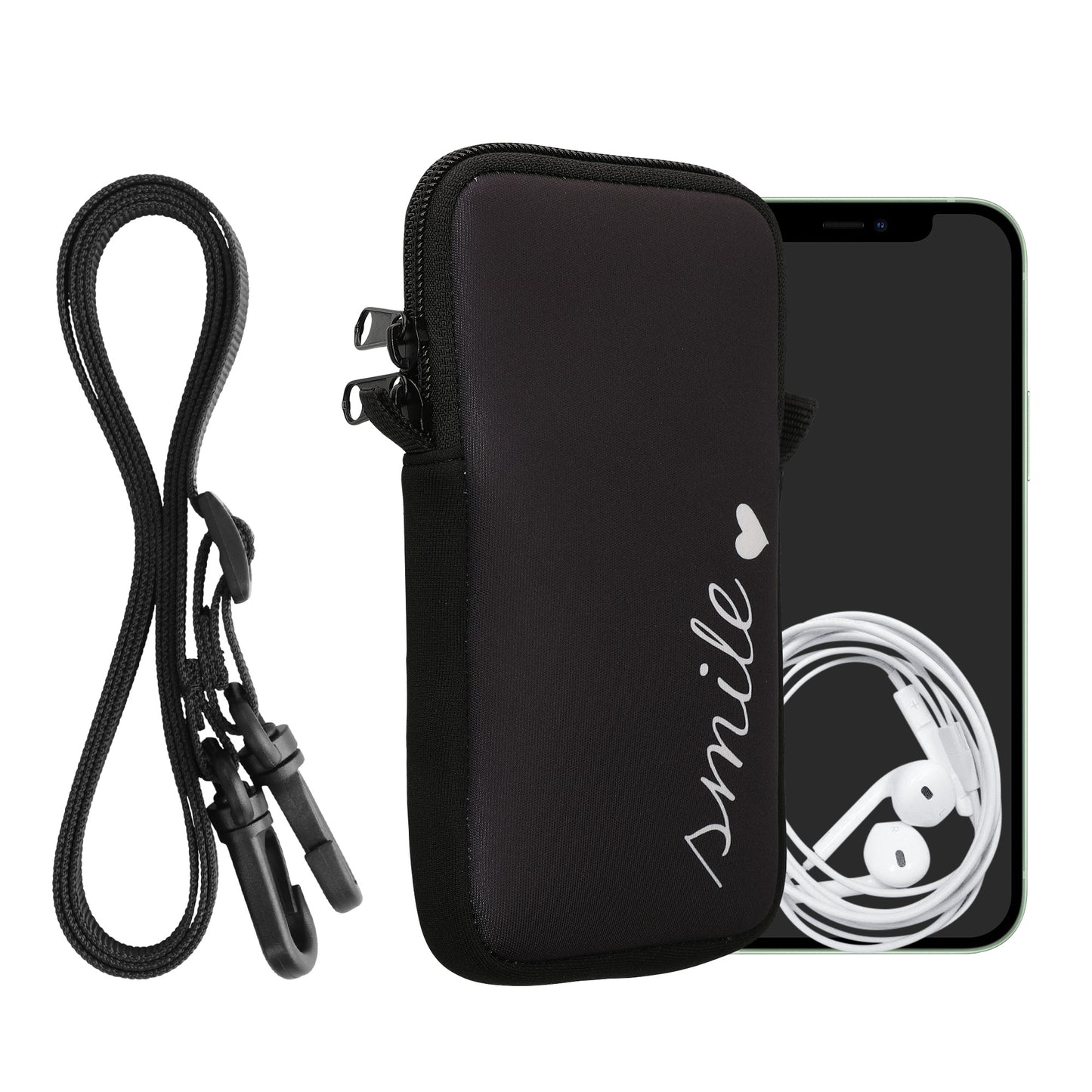 kwmobile Cell Phone Pouch for Smartphones - Cell Phone Bag with Chain 16.5 x 8.9 cm Inner Dimensions - Don't touch my Phone