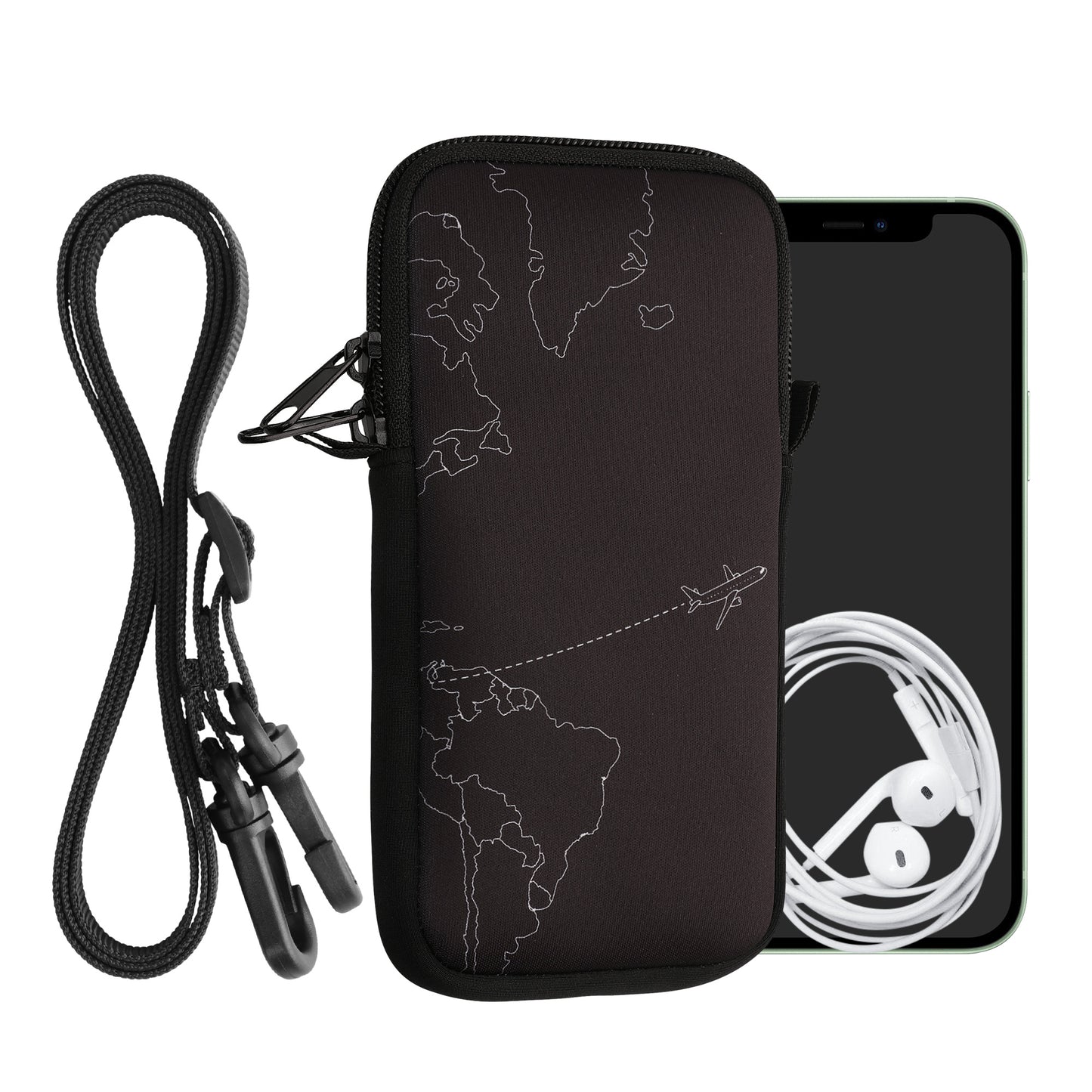 kwmobile Cell Phone Pouch for Smartphones - Cell Phone Bag with Chain 16.5 x 8.9 cm Inner Dimensions - Don't touch my Phone