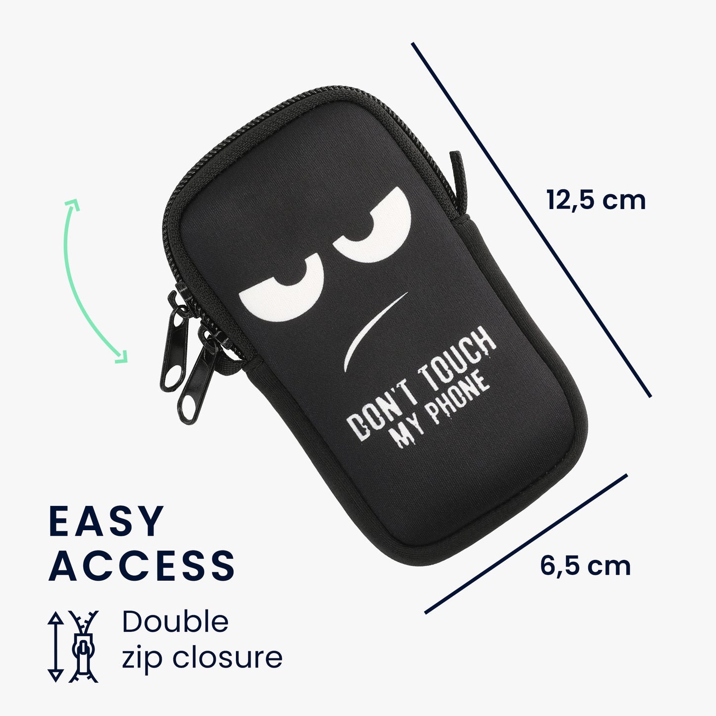 kwmobile Cell Phone Pouch for Smartphones - Cell Phone Bag with Chain 16.5 x 8.9 cm Inner Dimensions - Don't touch my Phone