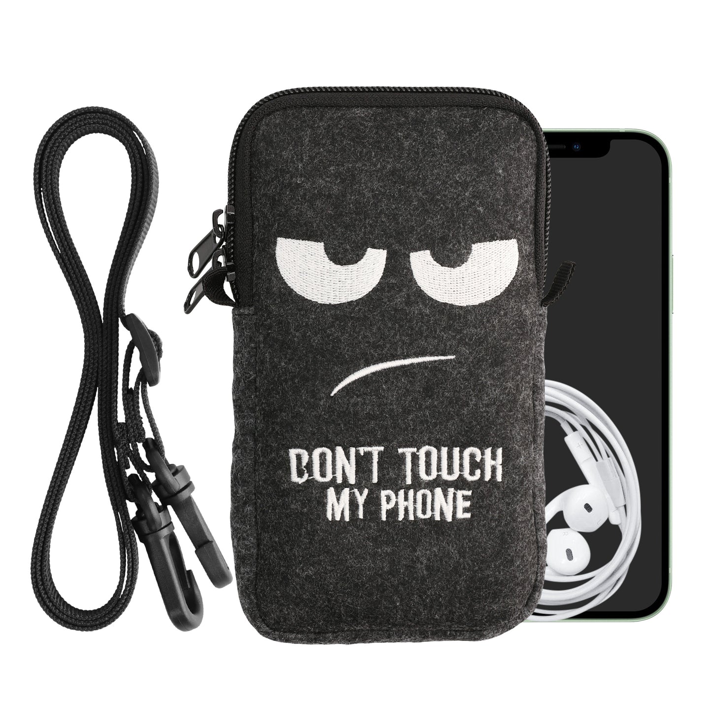 kwmobile Cell Phone Case for Smartphones 6.5" Phone Cover with Chain 16.5 x 8.9 cm Inner Dimensions Don't Touch My Phone