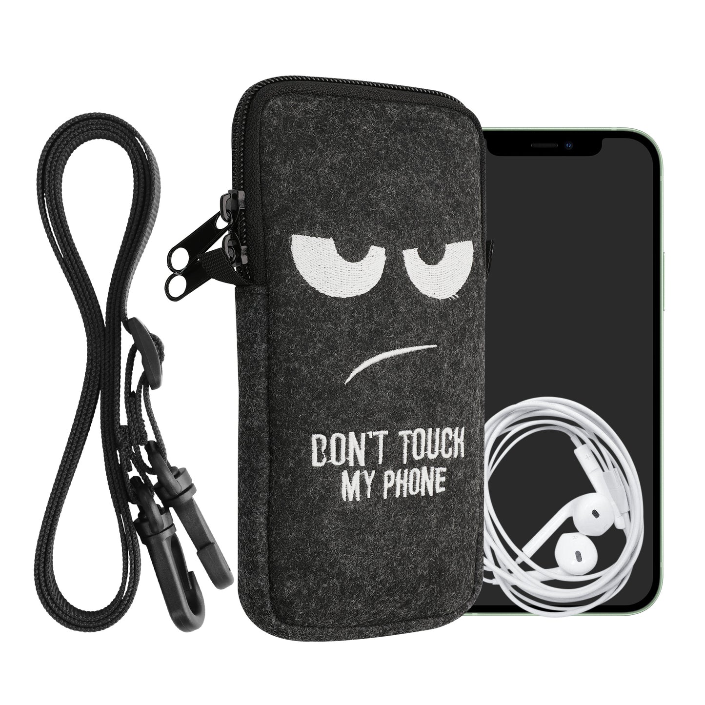 kwmobile Cell Phone Case for Smartphones 6.5" Phone Cover with Chain 16.5 x 8.9 cm Inner Dimensions Don't Touch My Phone