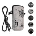 kwmobile Handytasche für Smartphones L - 6,5" - Filz Handy Hülle Schwarz Weiß Grau - Handy Tasche mit Kette 17,2 x 8,4 cm Innenmaße - Shiba Hund Schwarz L [dsg10]