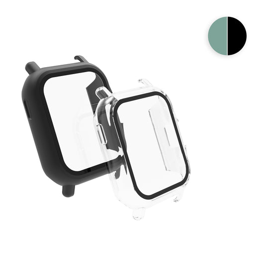 kwmobile 2x Cover kompatibel mit Huami Amazfit GTS 2 Hülle - Fullbody Fitnesstracker Case Set aus Glas - Schwarz Transparent Schwarz  [dsg01]
