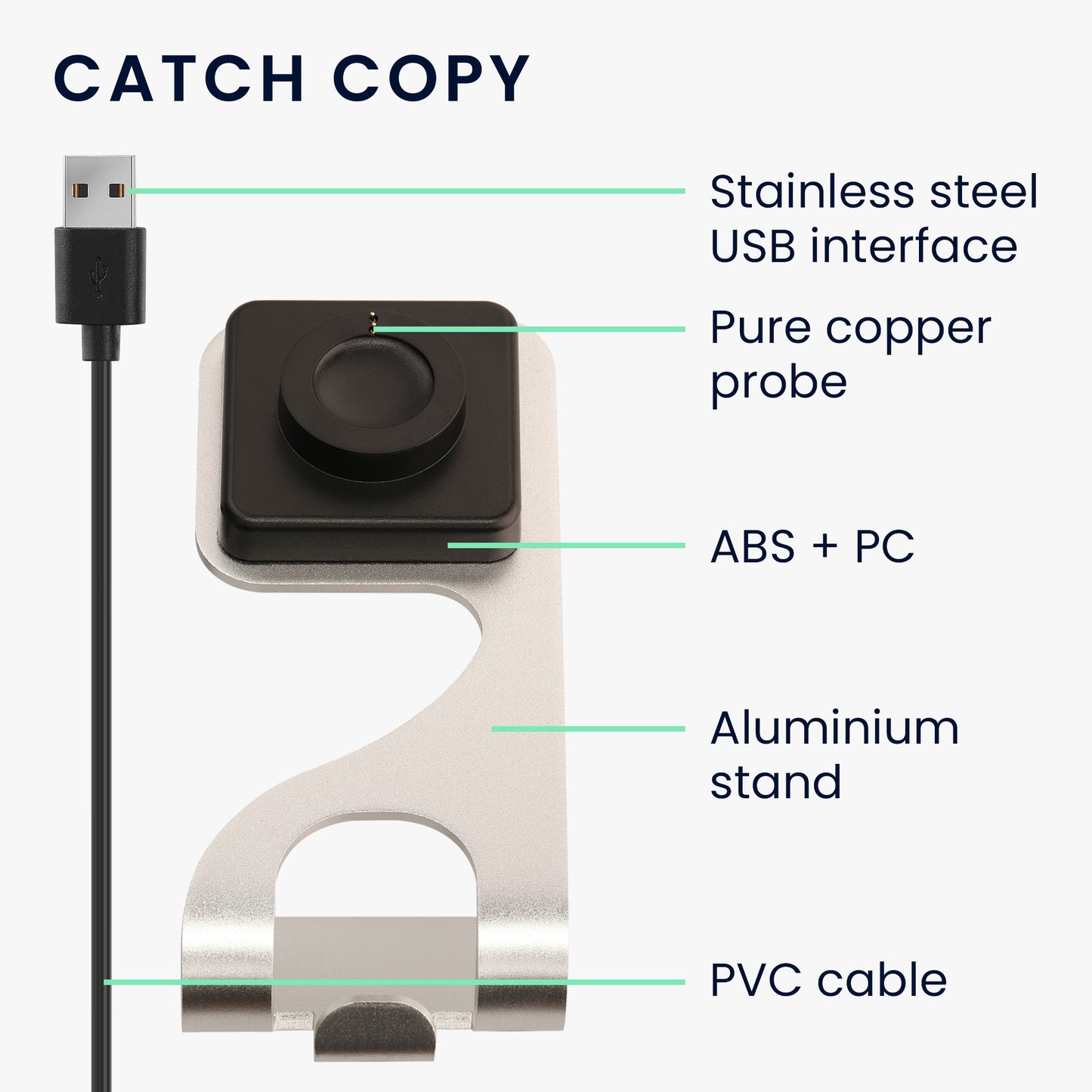 kwmobile USB Charger compatible with Fossil Gen 4 / Gen 5 / Michael Kors Runway MKT0002 - USB Cable Charger Stand - Smart Watch Charging Station - Charging Cable with Stand Function