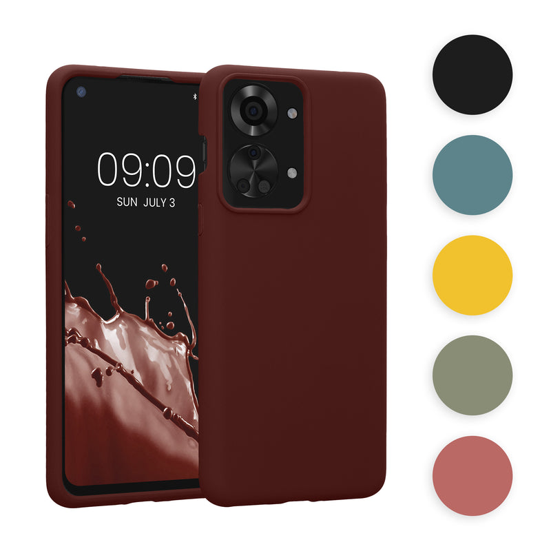 kwmobile Hülle kompatibel mit OnePlus Nord 2T 5G Hülle - Silikon Handy Case - Handyhülle weiche Oberfläche - kabelloses Laden - Neon Koralle Neon Koralle  