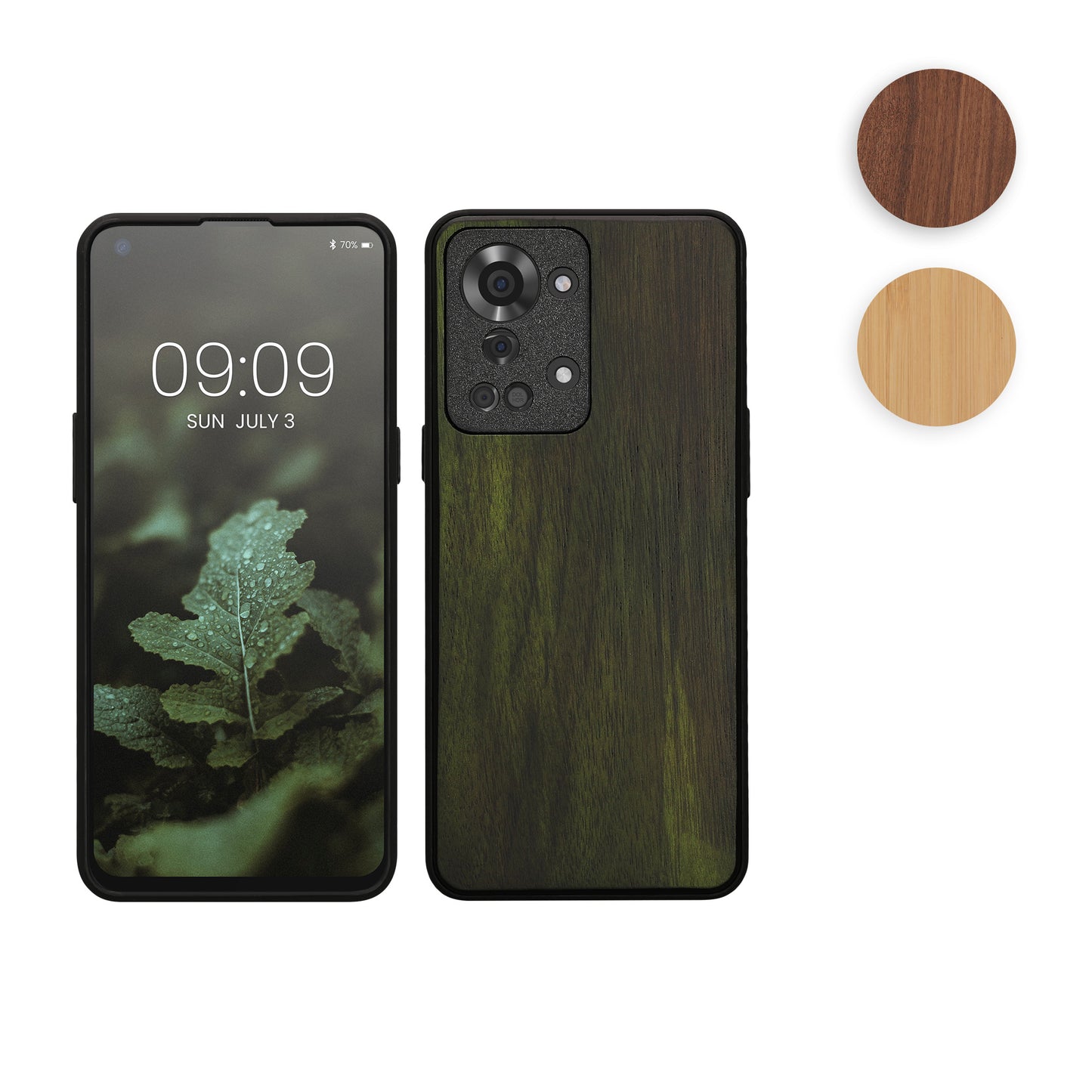 kwmobile Hülle kompatibel mit OnePlus Nord 2T 5G Hülle - Holz Case - stoßfestes Handy Cover - TPU Handyhülle in Dunkelbraun Dunkelbraun  