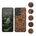 kwmobile Hülle kompatibel mit OnePlus Nord 2T 5G Hülle - Holz Case - Handy Cover - TPU Handyhülle in Dunkelbraun Kompass Vintage Dunkelbraun  [dsg01]