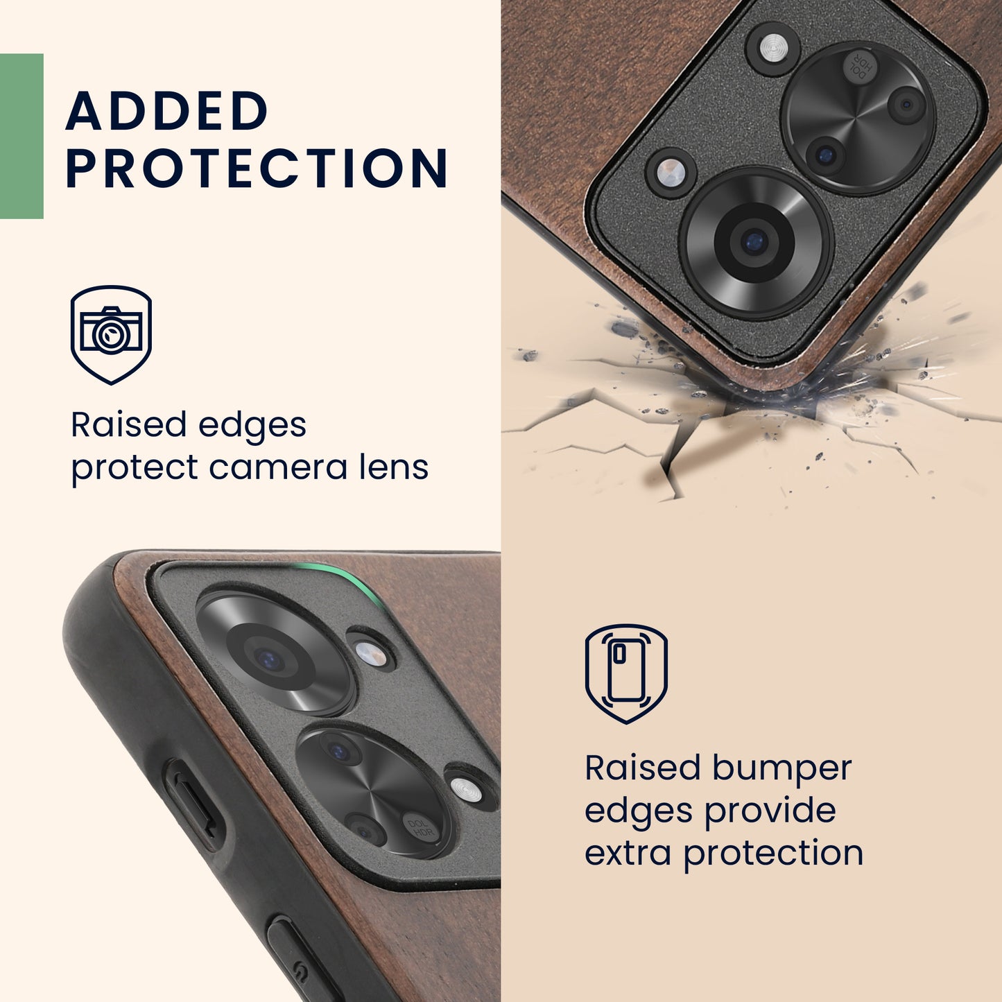 Wooden Hard Case with TPU Bumper for OnePlus Nord 2T 5G Compass Vintage