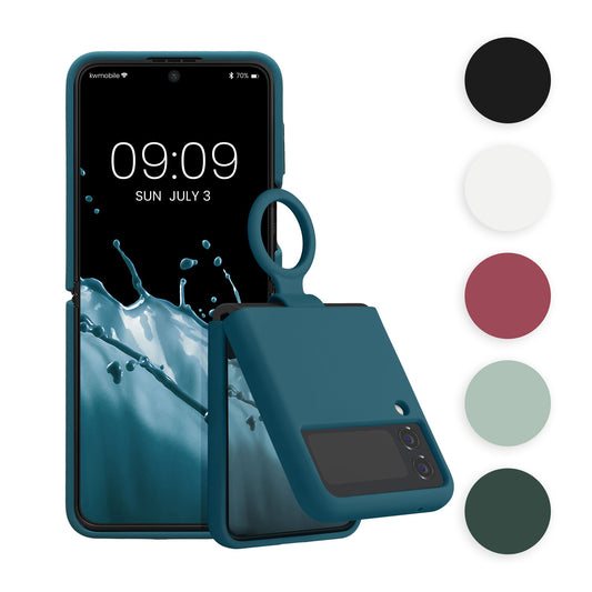 kwmobile Flip Soft Case kompatibel mit Samsung Galaxy Z Flip4 - Silikon Hülle für Foldable Handy - Handyhülle in Petrol matt Petrol matt  