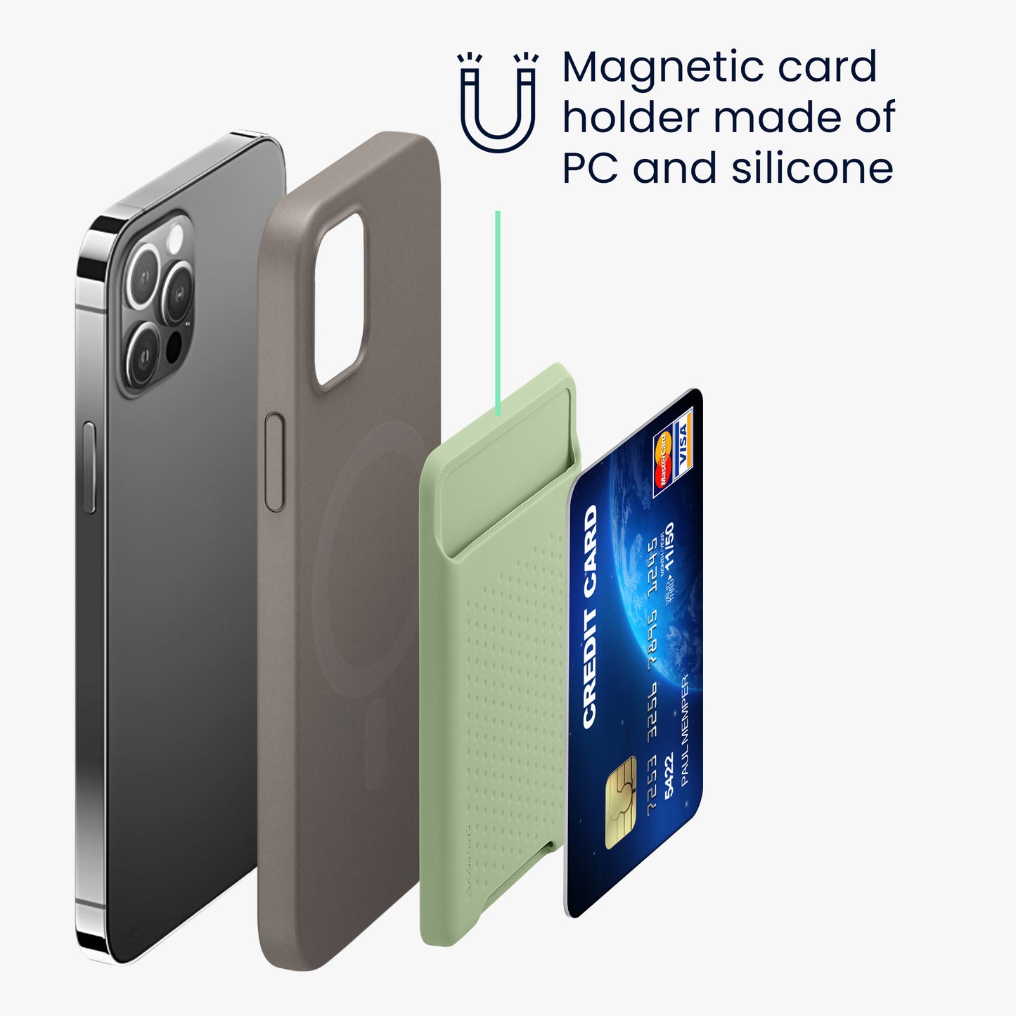 kwmobile Card Holder compatible with Apple iPhone Series - Magnetic Card Slot Holder - Phone Card Case compatible with MagSafe
