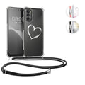 kwmobile Necklace Case kompatibel mit Motorola Moto G31 / Moto G41 Hülle - Silikon Cover mit Handykette - Rosa Dunkelbraun Transparent Kirschblütenblätter Rosa  [dsg02]