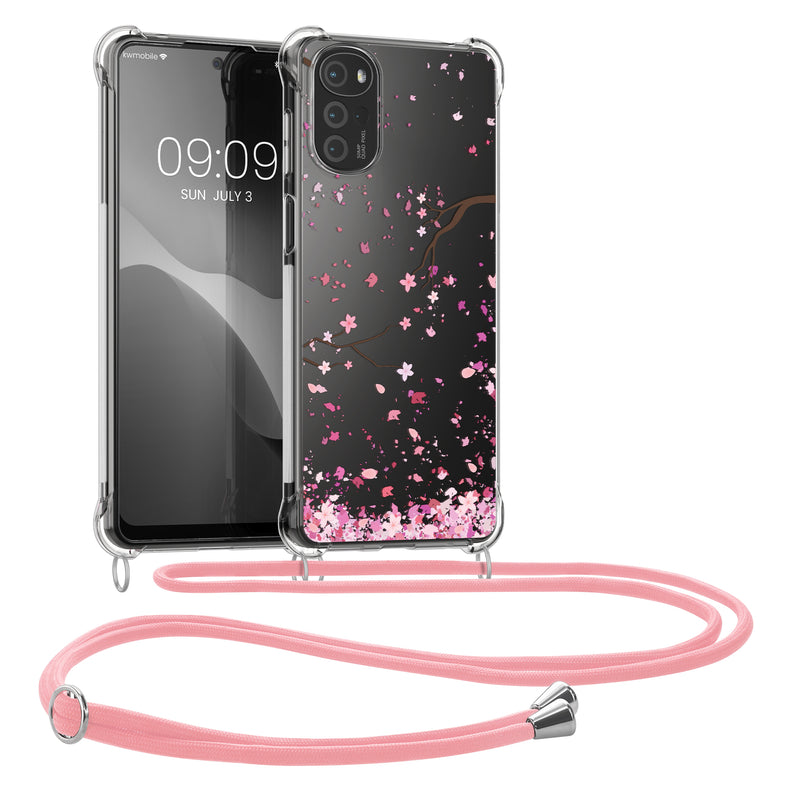 kwmobile Necklace Case compatible with Motorola Moto G22 Silicone Cover with Lanyard