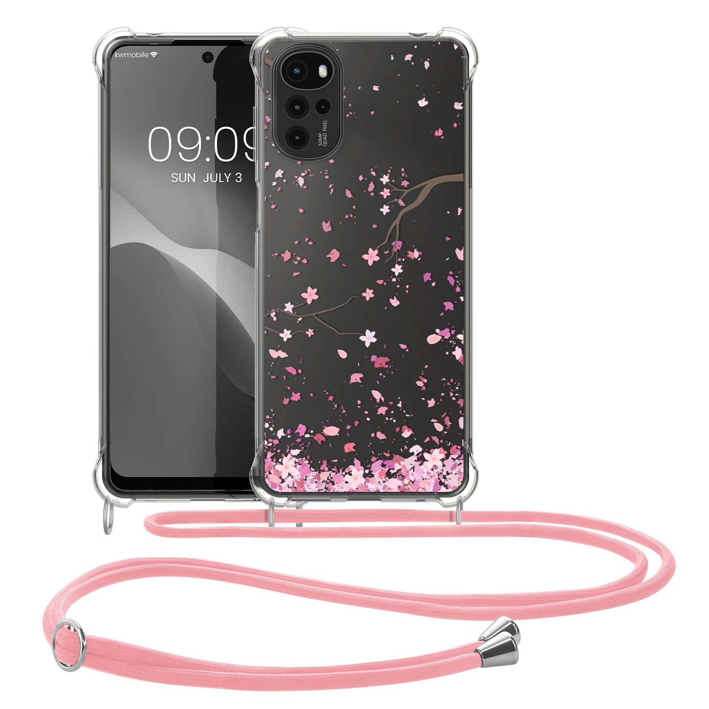 kwmobile Necklace Case compatible with Motorola Moto G22 Silicone Cover with Lanyard