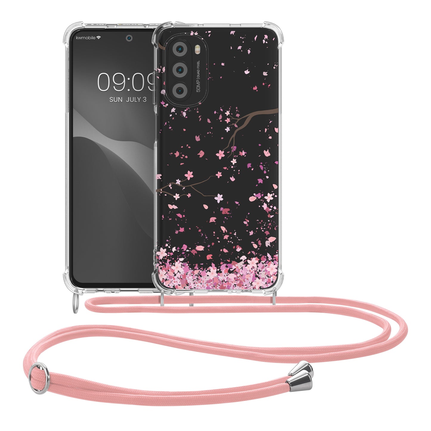 kwmobile Necklace Case compatible with Motorola Moto G52 / Moto G82 5G Cover Silicone Case with Lanyard