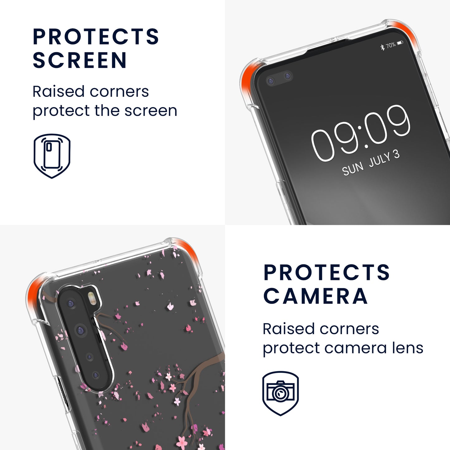 kwmobile Necklace Case compatible with OnePlus Nord Silicone Cover with Lanyard Transparent Jungle
