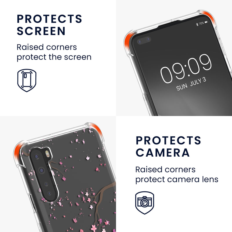 kwmobile Necklace Case compatible with OnePlus Nord Silicone Cover with Lanyard Transparent Jungle