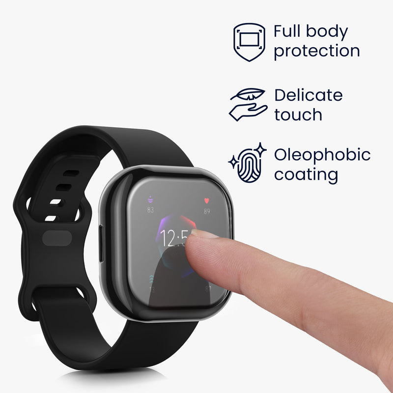 kwmobile Silicone Case for Fitbit Versa 4 / Sense 2 Protective Fullbody Display Cover Set