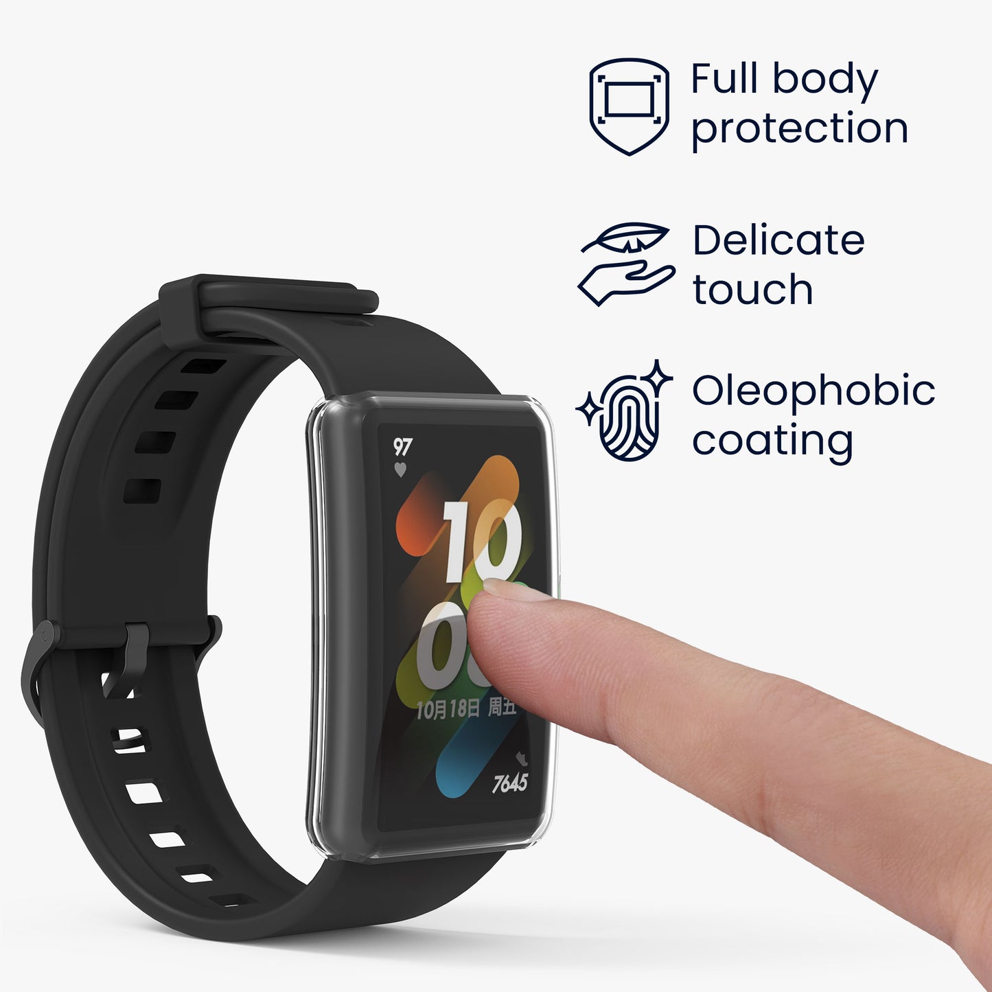kwmobile Full-Body Display Cover Set for HONOR Band 7 / Band 6 / Huawei Band 7 / Band 6