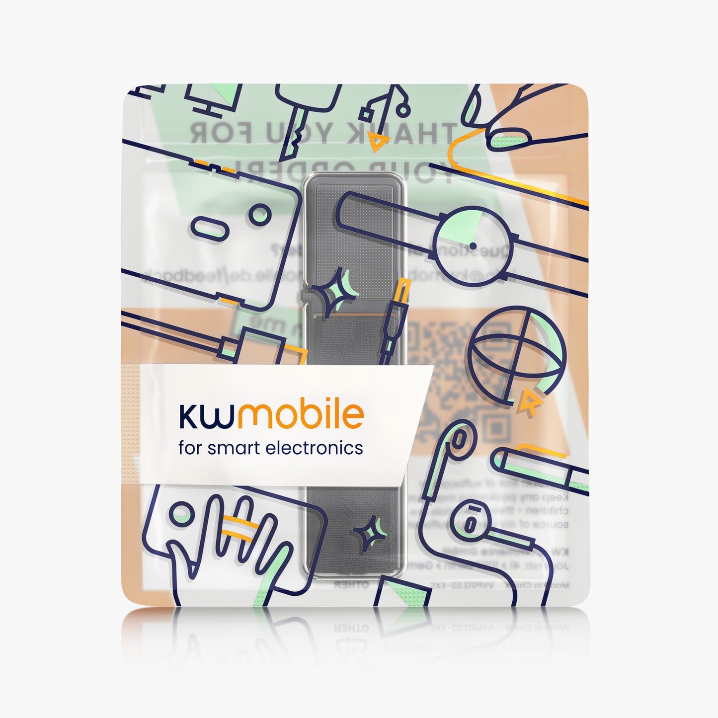 kwmobile Smartphone Finger Holder with Kickstand - Cell Phone Grip Holder Self-Adhesive - Compatible with Magnetic Car Mounts - for All Phone Models