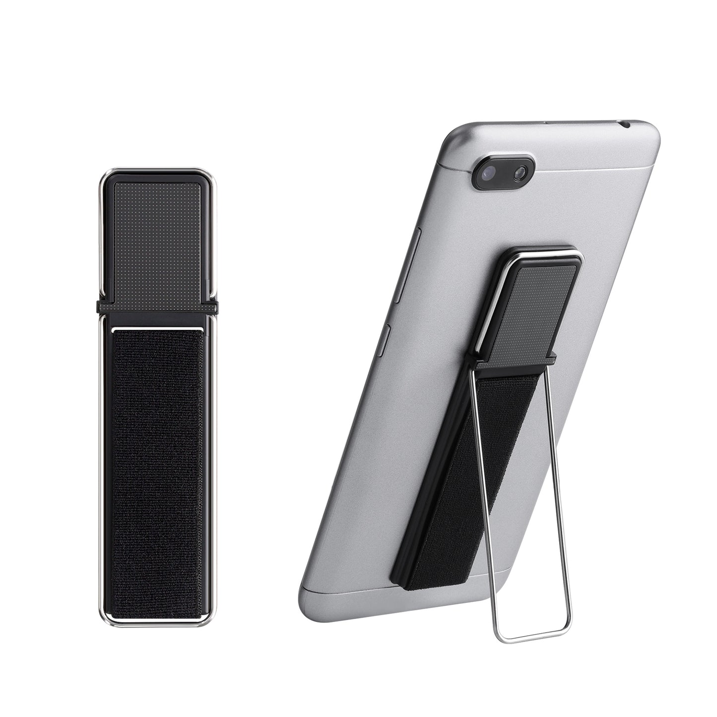 kwmobile Smartphone Finger Holder with Kickstand - Cell Phone Grip Holder Self-Adhesive - Compatible with Magnetic Car Mounts - for All Phone Models