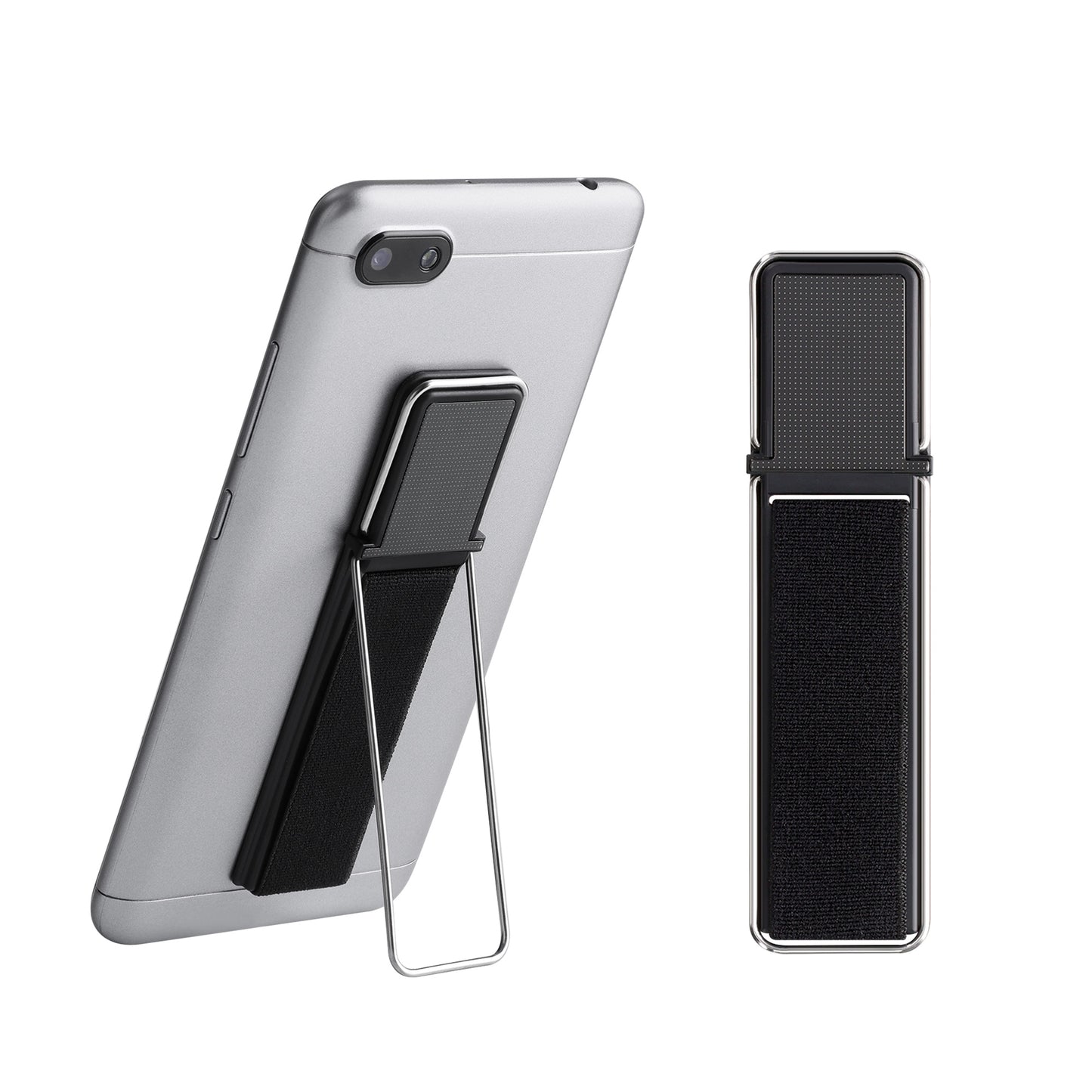 kwmobile Smartphone Finger Holder with Kickstand - Cell Phone Grip Holder Self-Adhesive - Compatible with Magnetic Car Mounts - for All Phone Models