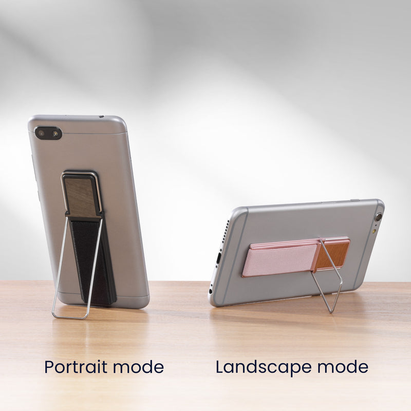 kwmobile Smartphone Finger Holder with Kickstand - Cell Phone Grip Holder Self-Adhesive - Compatible with Magnetic Car Mounts - for All Phone Models