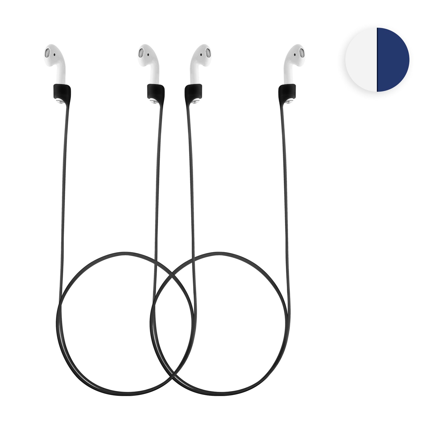 kwmobile Halteband Set magnetisch kompatibel mit Apple Airpods 1 / 2 / 3 / Pro 1 / Pro 2 Headphones - 2x Kopfhörer Halter Band Strap in Schwarz Weiß - 80 cm Schwarz  [dsg01]