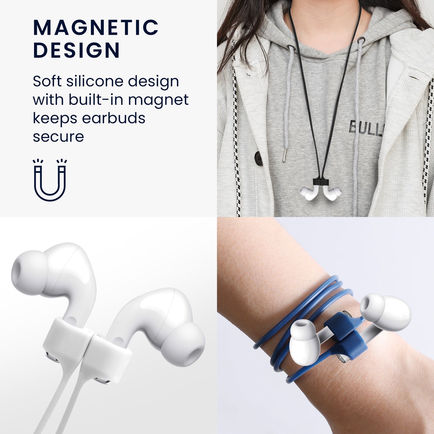 kwmobile Magnetic Strap Set compatible with Apple Airpods 1 / 2 / 3 / Pro 1 / Pro 2 Headphones