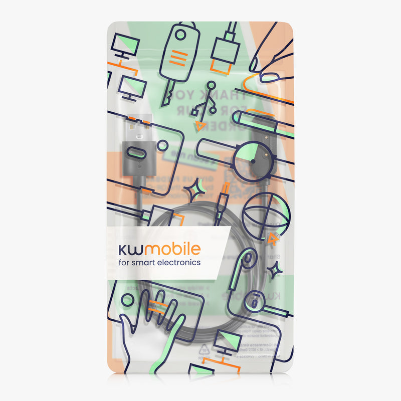 kwmobile Compatible for XPLORA X5 / X5 Play / X4 USB Charging Cable Charger for Smart Watch Fitness Tracker Replacement Cable